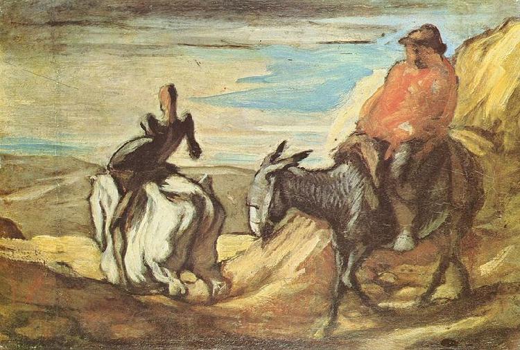 Honore Daumier Sancho Pansa und Don Quichotte im Gebirge Spain oil painting art